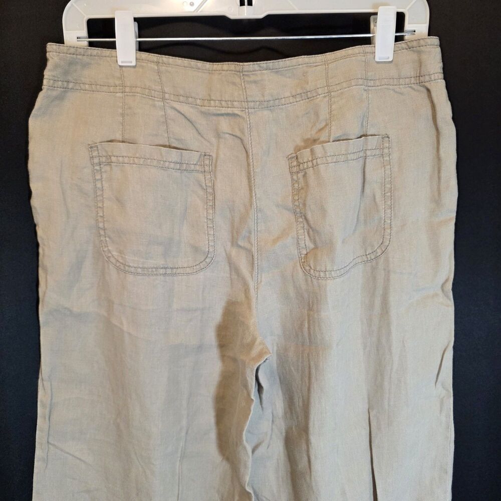 Chico's Linen Pants Size 0 US 4 Small Light Brown Wide Leg Coastal Beach Casual - Picture 6 of 11